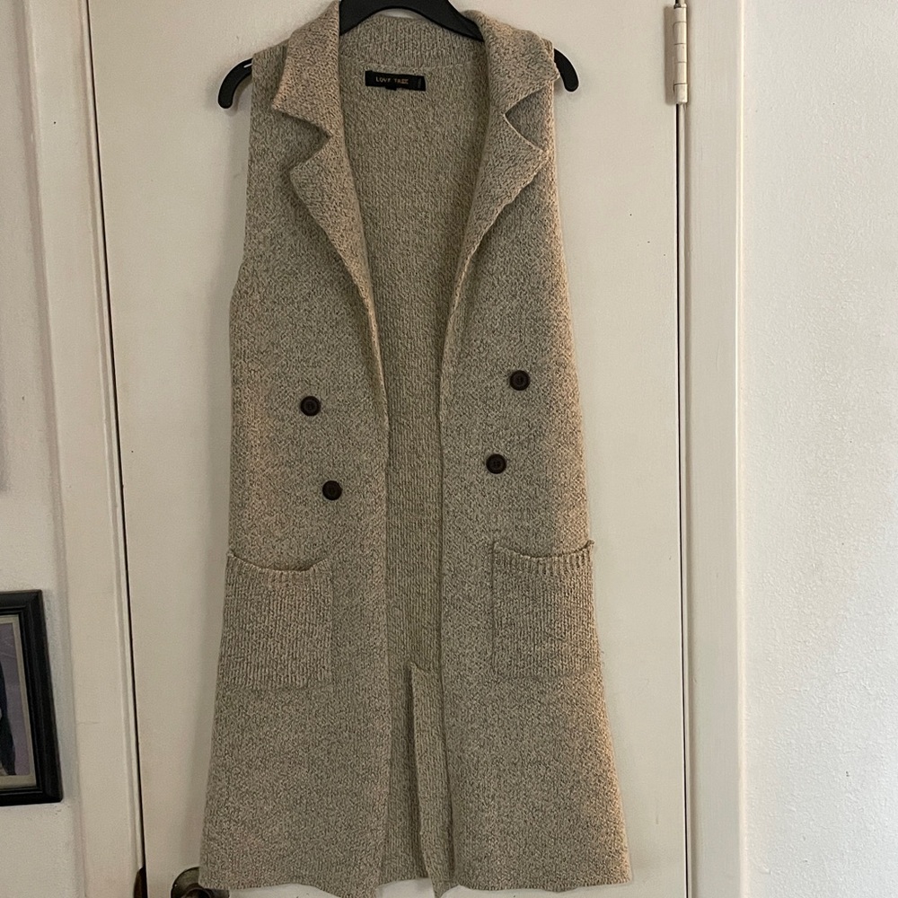 Love Tree Long Cardigan Vest Small